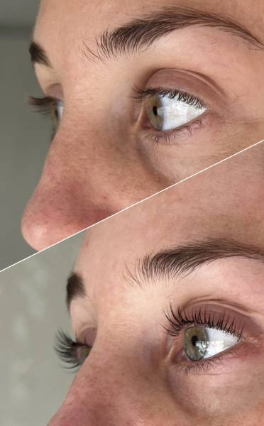 Réhaussement de cils avec teinture par une esthéticienne diplômée à Gradignan